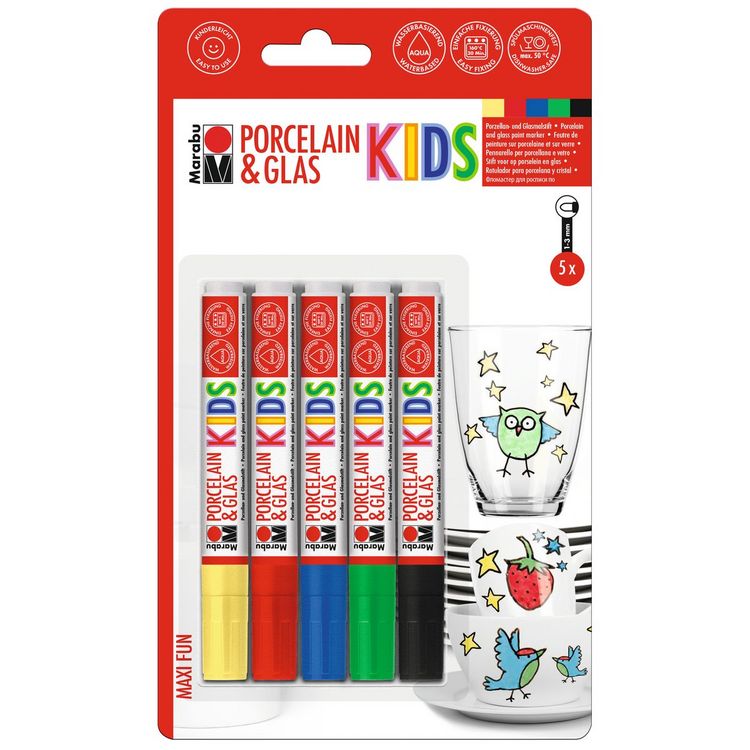 Produktbild: Marabu Porcelain & Glas KIDS, Blister-Sortierung MAXI FUN