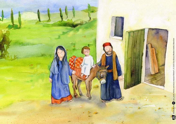 Produktbild: Josef, Maria und Jesus m&uuml;ssen fliehen. Kamishibai Bildkartenset