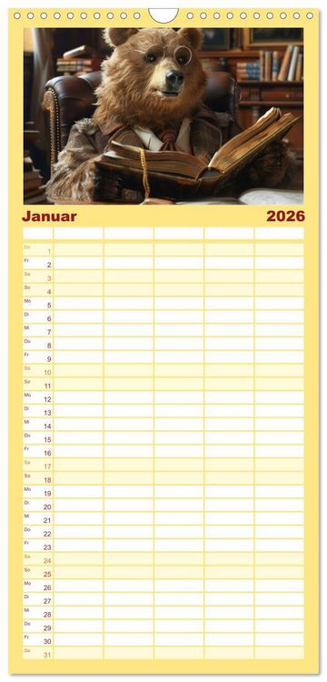 Produktbild: Familienplaner 2026 - B&auml;ren im B&uuml;ro mit 5 Spalten (Wandkalender, 21 x 45 cm) CALVENDO
