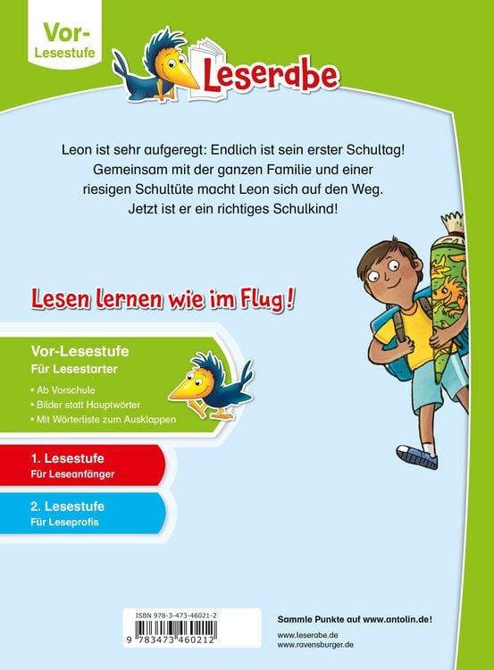 Produktbild: Ravensburger - Leserabe - Vor-Lesestufe: Leons erster Schultag