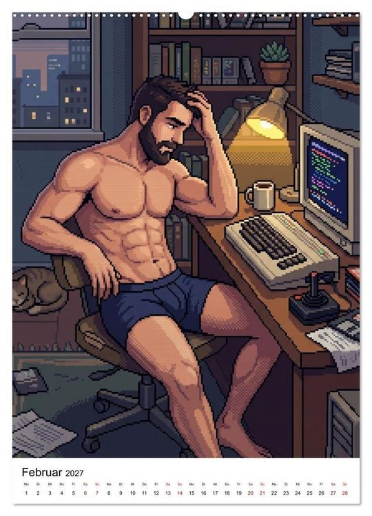 Produktbild: 8-Bit Adonis &ndash; Das Jahr in Pixeln (hochwertiger Premium Wandkalender 2027 DIN A2 hoch), Kunstdruck in Hochglanz