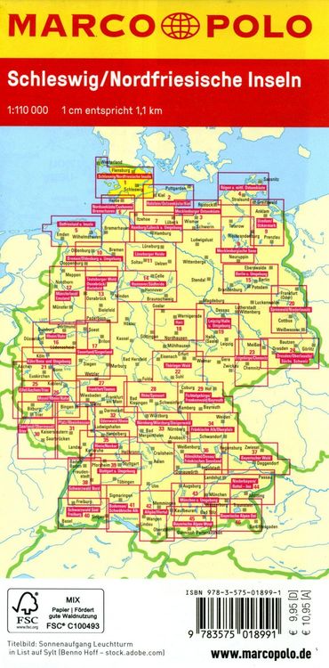 Produktbild: MARCO POLO Freizeitkarte 1 Schleswig, Nordfriesische Inseln 1:110.000