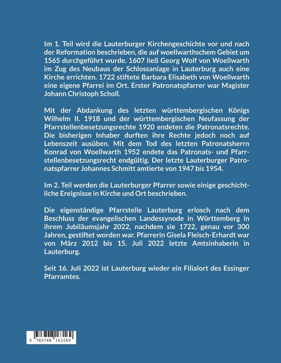 Produktbild: Kirche und Pfarrer im ehemals woellwarthschen Lauterburg
