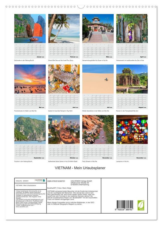 Produktbild: VIETNAM - Mein Urlaubsplaner (hochwertiger Premium Wandkalender 2026 DIN A2 hoch), Kunstdruck in Hochglanz