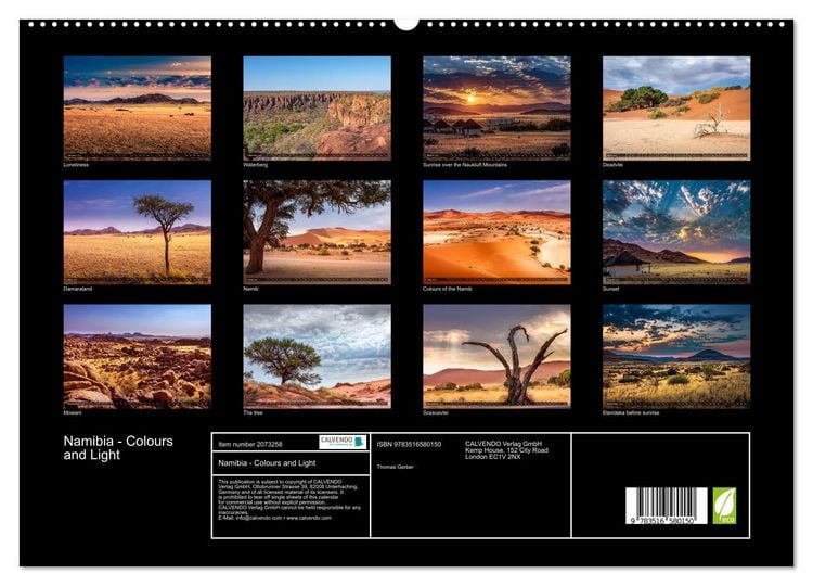 Produktbild: Namibia - Colours and Light (High Quality Premium Wall Calendar 2026 DIN A2 landscape),CALVENDO 12 Month Wall Calendar