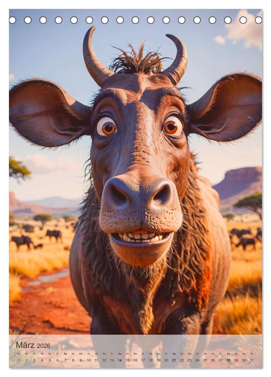 Produktbild: Wild und Knuffig &ndash; Knuddelsafari durch Afrika (Tischkalender 2026 DIN A5 hoch), CALVENDO Monatskalender
