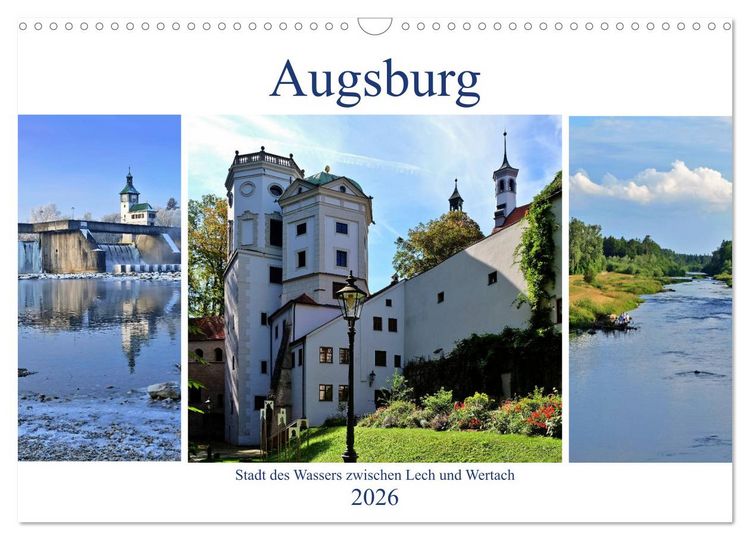 Produktbild: Augsburg - Stadt des Wassers zwischen Lech und Wertach (Wandkalender 2026 DIN A3 quer), CALVENDO Monatskalender