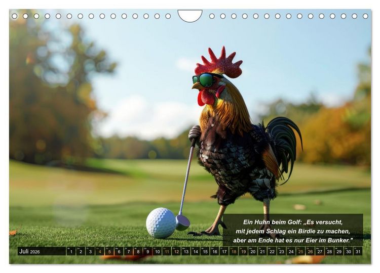 Produktbild: Der tierisch lustige Golfkalender (Wandkalender 2026 DIN A4 quer), CALVENDO Monatskalender
