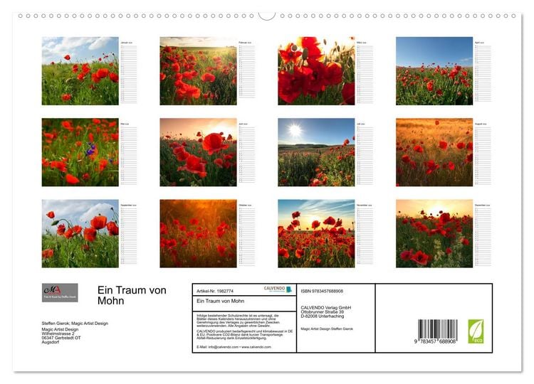 Produktbild: Ein Traum von Mohn (hochwertiger Premium Wandkalender 2026 DIN A2 quer), Kunstdruck in Hochglanz