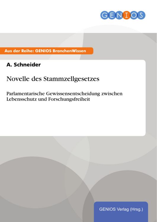 Produktbild: Novelle des Stammzellgesetzes