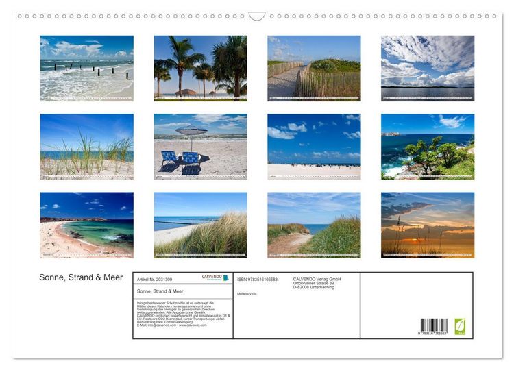 Produktbild: Sonne, Strand & Meer (Wandkalender 2026 DIN A2 quer), CALVENDO Monatskalender