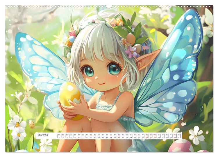 Produktbild: Magische Elfen - S&uuml;&szlig;e Elfen im Manga-Stil f&uuml;r ein zauberhaftes Jahr (Wandkalender 2026 DIN A2 quer), CALVENDO Monatskalender