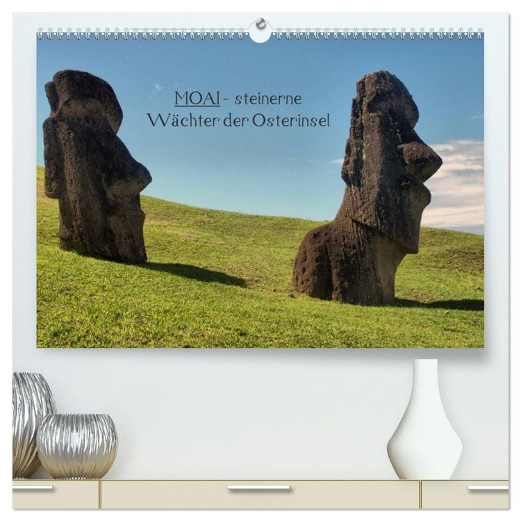 Produktbild: MOAI - steinerne W&auml;chter der Osterinsel (hochwertiger Premium Wandkalender 2026 DIN A2 quer), Kunstdruck in Hochglanz