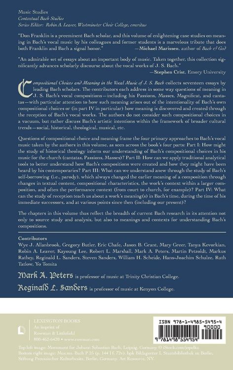 Produktbild: Compositional Choices and Meaning in the Vocal Music of J. S. Bach