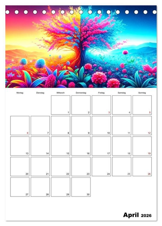 Produktbild: Neonlicht Familienplaner (Tischkalender 2026 DIN A5 hoch), CALVENDO Monatskalender