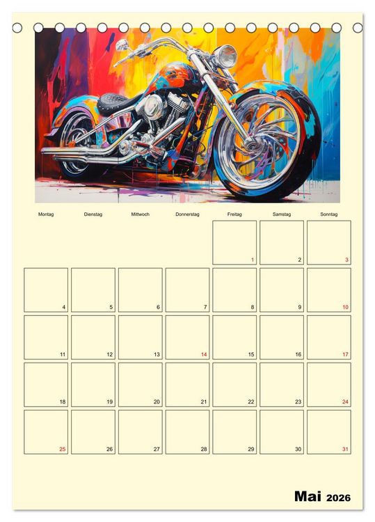 Produktbild: Custom Motorcycle Paintings (Tischkalender 2026 DIN A5 hoch), CALVENDO Monatskalender