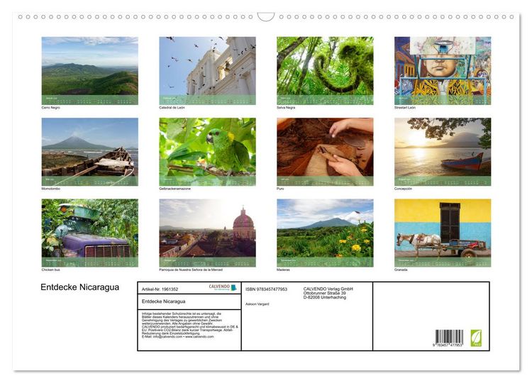 Produktbild: Entdecke Nicaragua (Wandkalender 2026 DIN A2 quer), CALVENDO Monatskalender