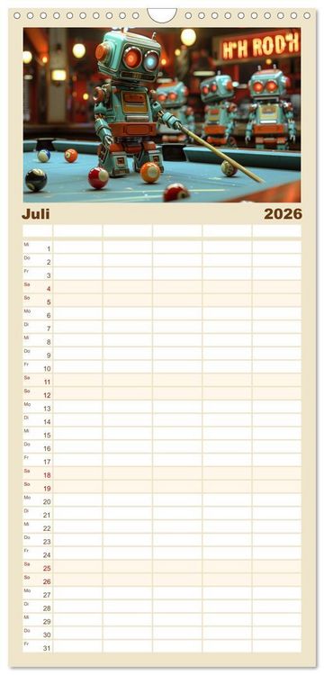 Produktbild: Familienplaner 2026 - Neues aus dem Roboter Sport Club mit 5 Spalten (Wandkalender, 21 x 45 cm) CALVENDO