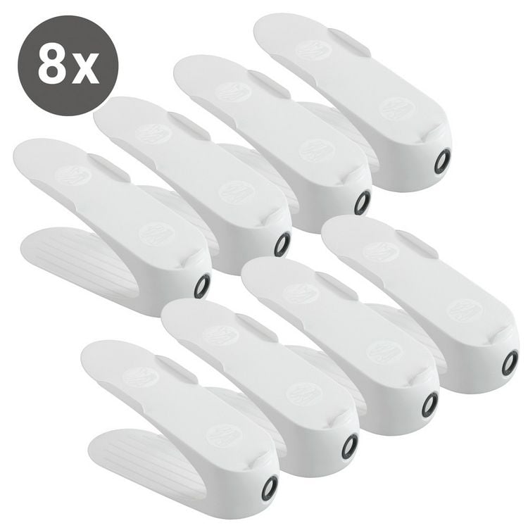 Produktbild: Schuhhalter Wei&szlig; 8er Set, platzsparend &uuml;bereinander stapelbar