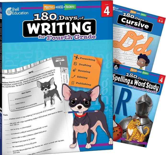 Produktbild: 180 Days(r) Writing, Spelling, & Cursive Grade 4: 3-Book Set
