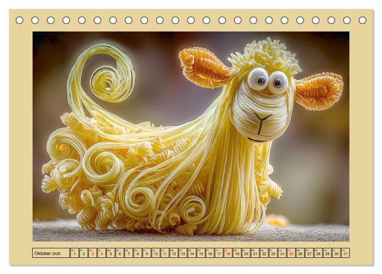 Produktbild: Auf dem Nudelhof. Spaghetti-Tiere zum Schmunzeln (Tischkalender 2026 DIN A5 quer), CALVENDO Monatskalender