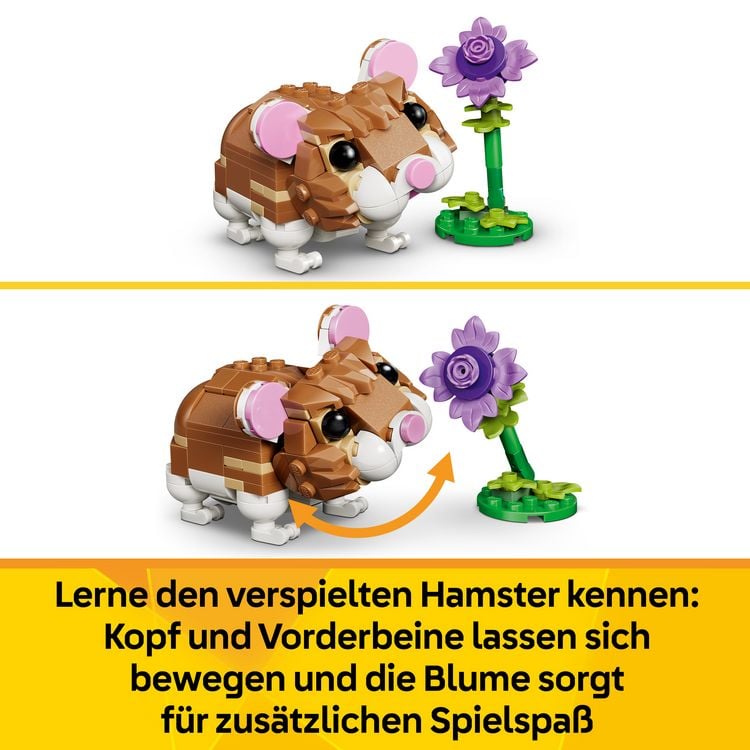Produktbild: LEGO Creator 3-in-1-Set 31376 Niedlicher Hamster mit Blume, Spielzeug