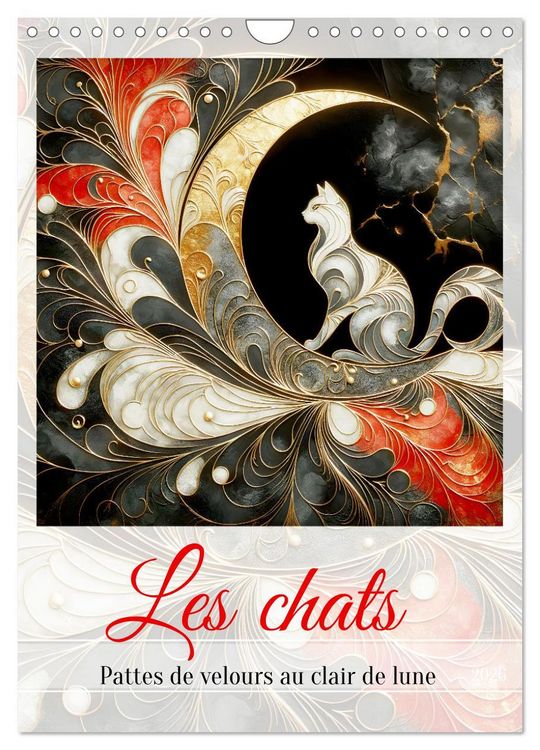Produktbild: Les chats - Pattes de velours au clair de lune (Calendrier mural 2026 DIN A4 horizontal), CALVENDO calendrier mensuel