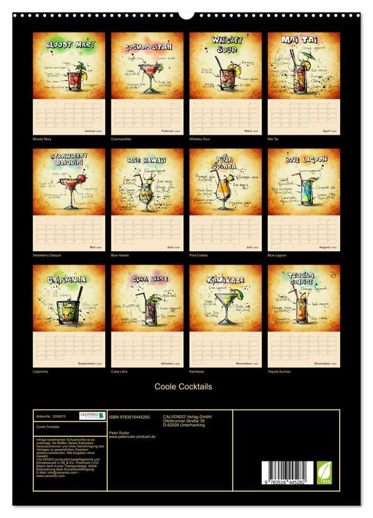 Produktbild: Coole Cocktails (hochwertiger Premium Wandkalender 2026 DIN A2 hoch), Kunstdruck in Hochglanz