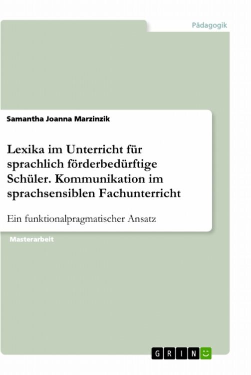 Produktbild: Lexika im Unterricht f&uuml;r sprachlich f&ouml;rderbed&uuml;rftige Sch&uuml;ler. Kommunikation im sprachsensiblen Fachunterricht
