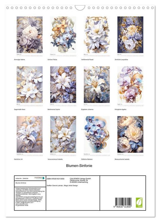 Produktbild: Blumen-Sinfonie (Wandkalender 2026 DIN A3 hoch), CALVENDO Monatskalender
