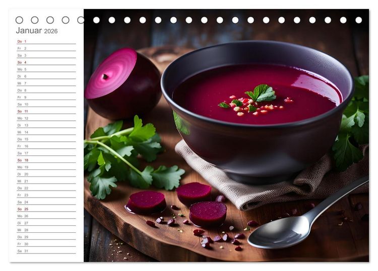 Produktbild: Dein Suppenjahr - Kulinarischer Suppengenuss der Saison (Tischkalender 2026 DIN A5 quer), CALVENDO Monatskalender