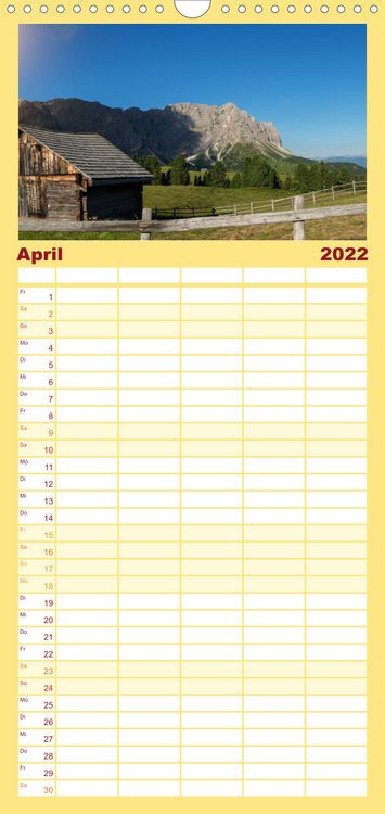 Produktbild: Familienplaner Typisch S&uuml;dtirol (Wandkalender 2022 , 21 cm x 45 cm, hoch)