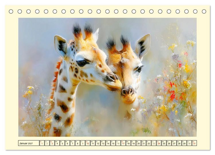 Produktbild: Giraffen. Anmut in weiter Landschaft (Tischkalender 2027 DIN A5 quer), CALVENDO Monatskalender