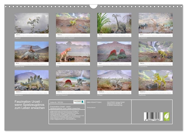 Produktbild: Faszination Urzeit - wenn Spielzeugdinos zum Leben erwachen (Wandkalender 2026 DIN A3 quer), CALVENDO Monatskalender