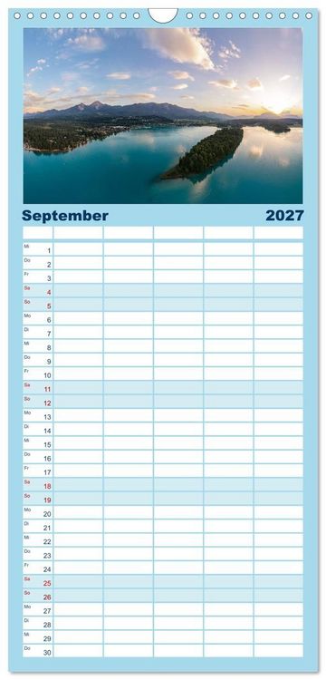 Produktbild: Familienplaner 2027 - Der wundersch&ouml;ne Faaker See in K&auml;rnten mit 5 Spalten (Wandkalender, 21 x 45 cm) CALVENDO