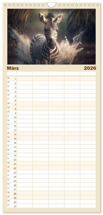 Produktbild: Familienplaner 2026 - Tierkinder beim Baden mit 5 Spalten (Wandkalender, 21 x 45 cm) CALVENDO