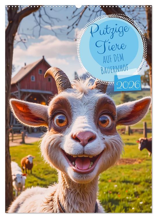 Produktbild: Putzige Tiere - Auf dem Bauernhof (Wandkalender 2026 DIN A2 hoch), CALVENDO Monatskalender