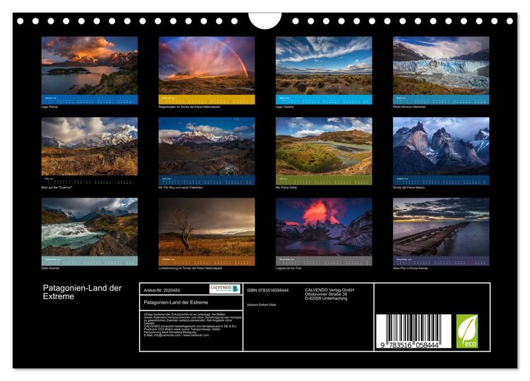 Produktbild: Patagonien-Land der Extreme (Wandkalender 2026 DIN A4 quer), CALVENDO Monatskalender
