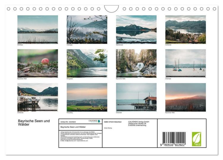 Produktbild: Bayrische Seen und W&auml;lder (Wandkalender 2027 DIN A4 quer), CALVENDO Monatskalender
