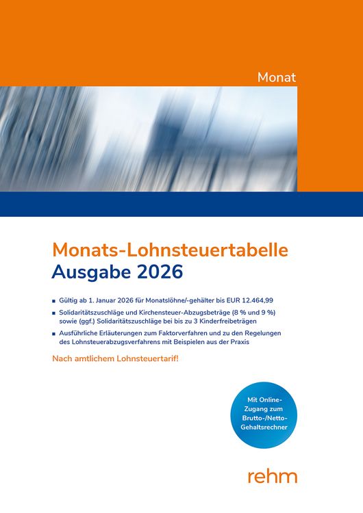 Produktbild: Monats-Lohnsteuertabelle 2026