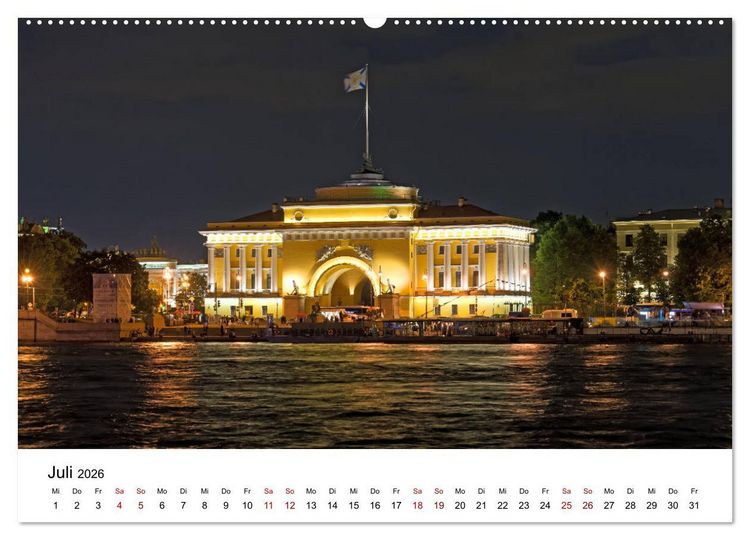 Produktbild: St. Petersburg bei Nacht (hochwertiger Premium Wandkalender 2026 DIN A2 quer), Kunstdruck in Hochglanz
