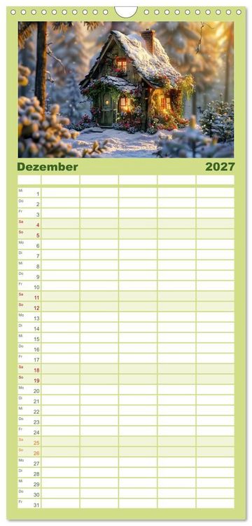 Produktbild: Familienplaner 2027 - Das kleine H&auml;uschen im Wald mit 5 Spalten (Wandkalender, 21 x 45 cm) CALVENDO