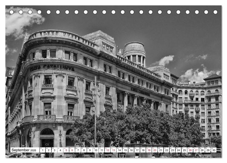 Produktbild: Barcelona Schwarz / Wei&szlig; Impressionen (Tischkalender 2026 DIN A5 quer), CALVENDO Monatskalender