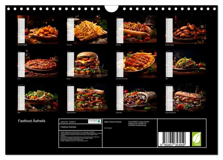 Produktbild: Fastfood &Auml;sthetik (Wandkalender 2026 DIN A4 quer), CALVENDO Monatskalender