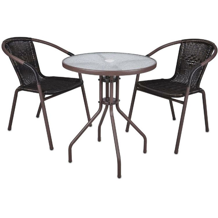 Produktbild: 3-tlg. Bistroset Balkon Stuhl Tisch Set Braun