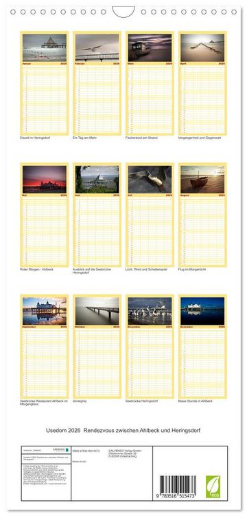 Produktbild: Familienplaner 2026 - Usedom 2026 Rendezvous zwischen Ahlbeck und Heringsdorf mit 5 Spalten (Wandkalender, 21 x 45 cm) CALVENDO