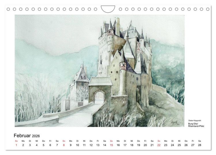 Produktbild: Pinselspuren einer Deutschlandreise - 12 Aquarelle von Dieter Klapproth (Wandkalender 2026 DIN A4 quer), CALVENDO Monatskalender