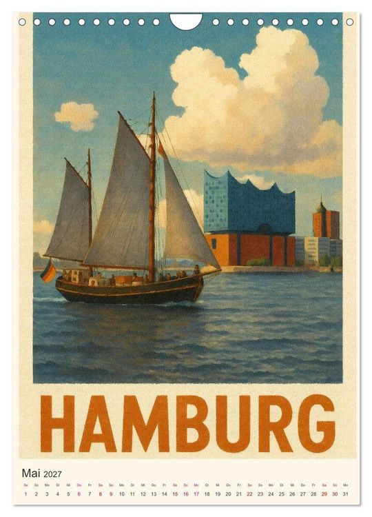 Produktbild: City Poster Hamburg - Stilisierte Impressionen der Hansestadt (Wandkalender 2027 DIN A4 hoch), CALVENDO Monatskalender