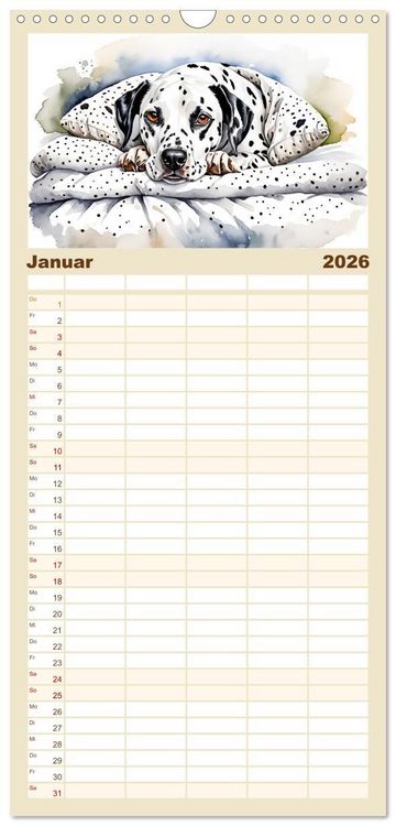 Produktbild: Familienplaner 2026 - Hundetr&auml;ume mit 5 Spalten (Wandkalender, 21 x 45 cm) CALVENDO