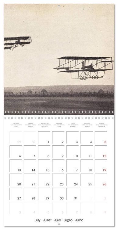 Produktbild: Avions biplans sur cartes postales anciennes (Calendrier mural carr&eacute; 2026 30x30 cm) Calendrier double avec une page pour vos prises de notes
